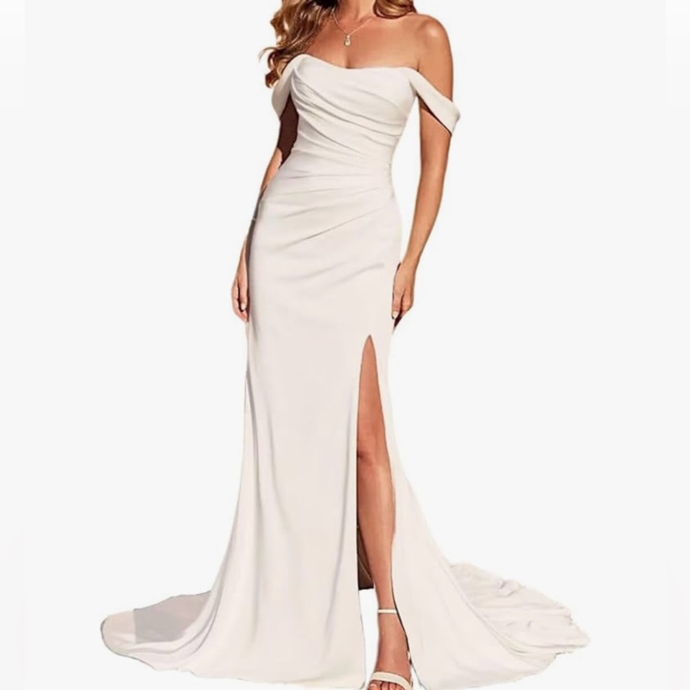 Elegant Off-Shoulder White Gown